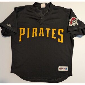 Vintage Majestic Pittsburgh Pirates MLB Jersey Black Mesh Diamond Collection XXL